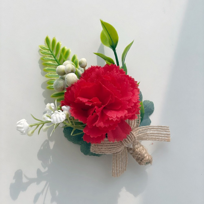 카네이션 브로치 코사지 코르사주 부토니에 조화 어버이날 스승의날 실크플라워