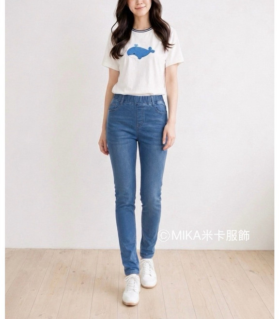 MIKA米卡 加絨加厚牛仔褲 鉛筆褲 顯瘦
