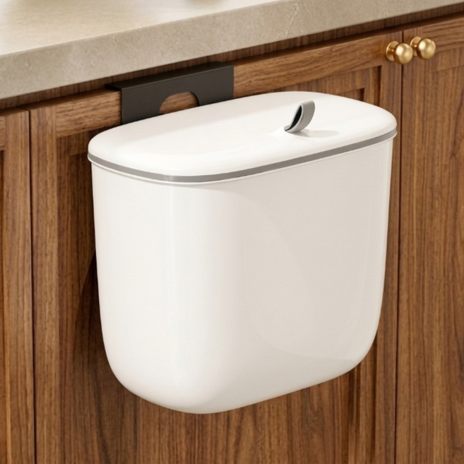 다모올 걸이형 주방 휴지통 싱크대 걸이 쓰레기통, 화이트