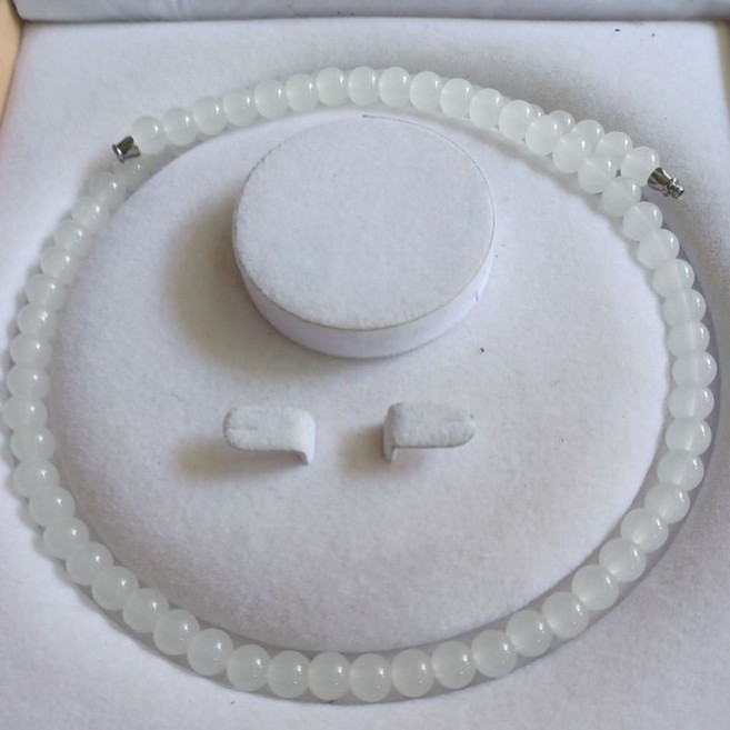 羊脂白玉圓珠項鍊