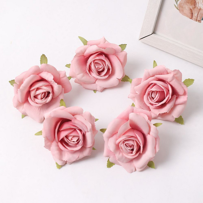 仿真花天狼玫瑰假花朵 塑料花 頭飾diy材料, 1個, 玫瑰粉1朵【樣品裝】