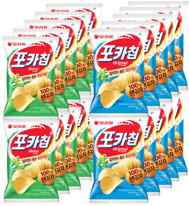 오리온 포카칩 오리지널x10개+어니언맛x10개, 20개