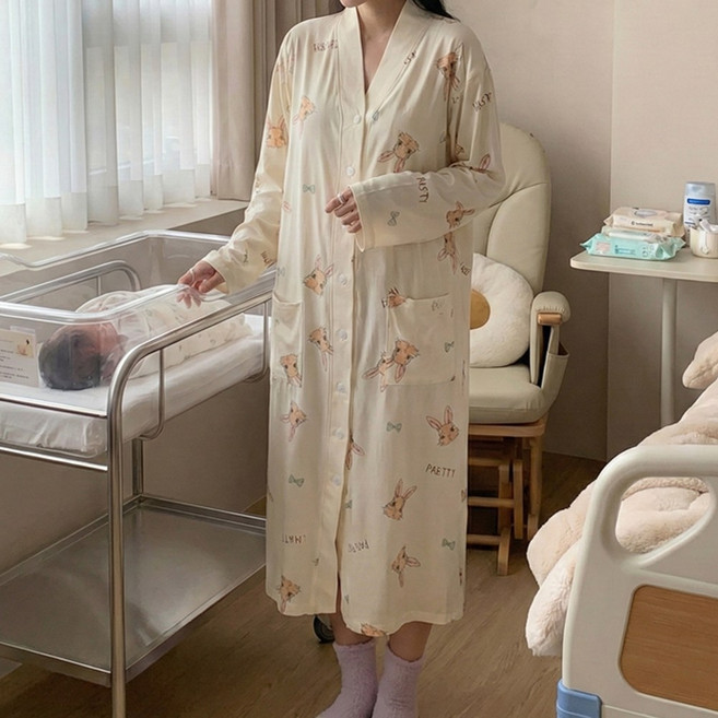 [당일출고] 수엠W 임산부 수유원피스 출산전후 조리원복 파자마 롱원피스 홈웨어 B080 올데이수유원피스