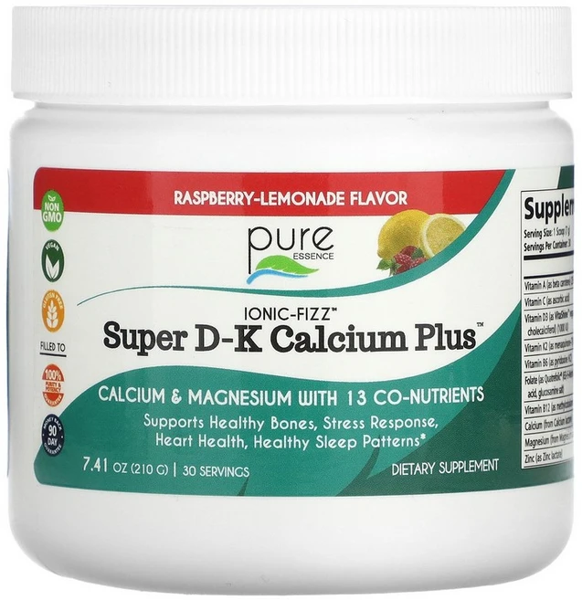Pure Essence lonic-Fizz™ Super D-K Calcium Plus™ Raspberry-Lemonade 7.41 oz 210 g, 210g, 1개 - 쿠팡