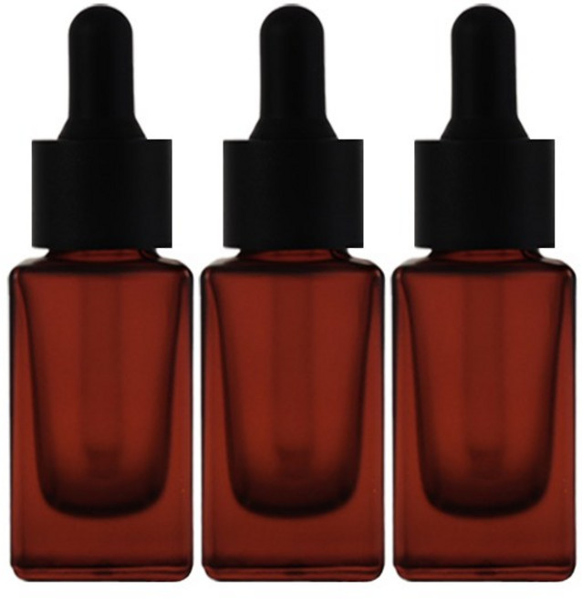 닥터보틀 브라운 사각스포이드 유리병 에센스 아로마 오일 소분 공병, 3개, 30ml 사각갈색