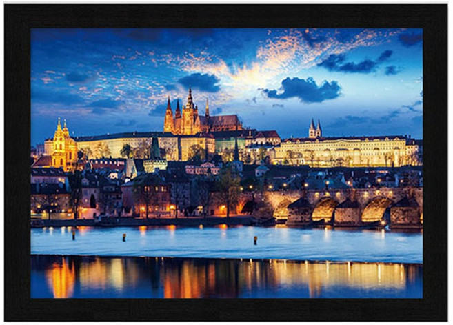 1000피스 직소퍼즐 저녁 체코 프라하의 도시풍경 (액자옵션선택) HP1046, 1개, 퍼즐+우드블랙 직소퍼즐액자포함, 1000조각
