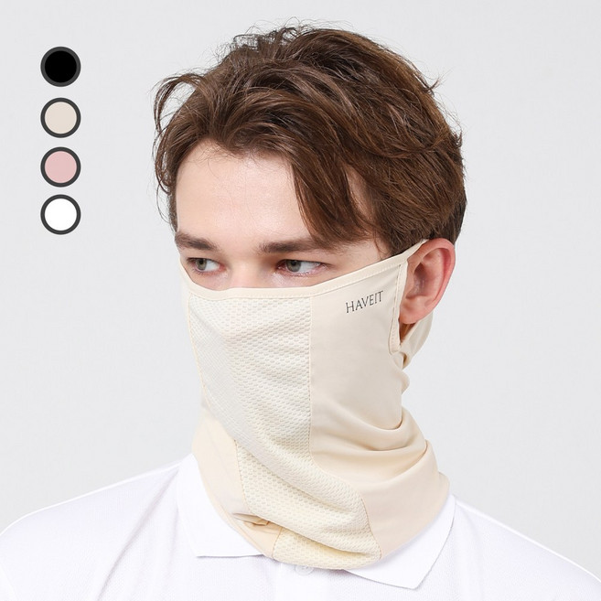 헤브잇 자외선 차단 스포츠 마스크 골프 등산 마스크 일반형, 베이지, 1개