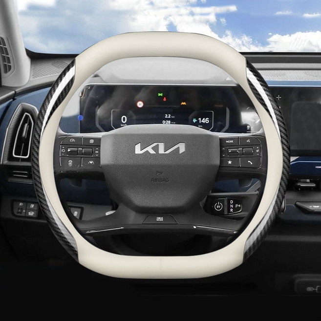 카엣지 더블 D컷 프리미엄 나파가죽 카본 핸들커버, 베이지 카본(DB-D)