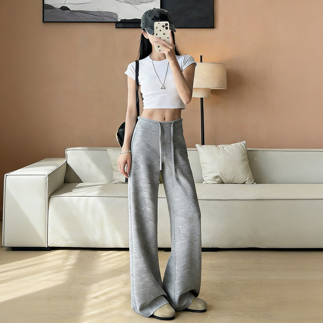 BiimTee 여자 와이드 슬랙스 하이웨스트 캐주얼 바지 트레이닝바지