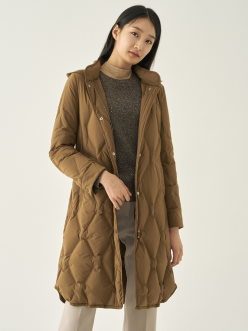 지센 지센 여성 뉴 심리스 후드탈착 경량 롱점퍼 LSLWNA76_KH