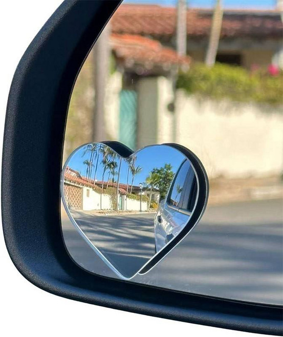 CIVILEE 차량용 각도조절 보조미러 하트 디자인 사각지대 사이드 보조거울, 2개, 통용
