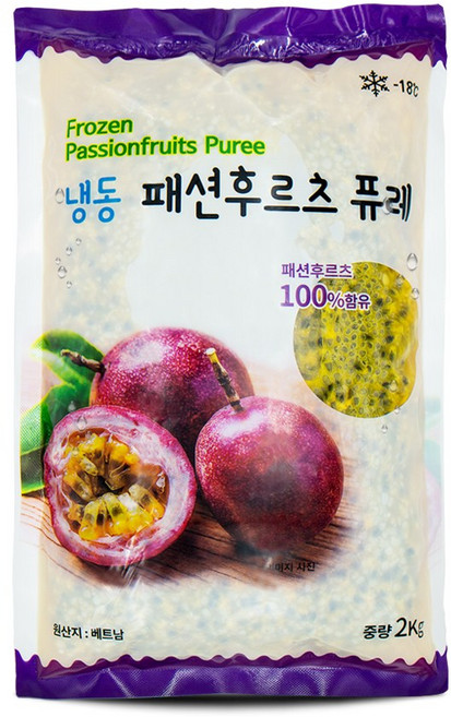 [신정푸드] 냉동 패션후르츠 퓨레(비닐포장) - 2kg, 1개