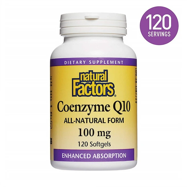 Natural Factors Coenzyme Q10 내추럴 팩터스 코엔자임 코큐텐 100mg 120소프트젤, 1, 1개, 120정 - 쿠팡