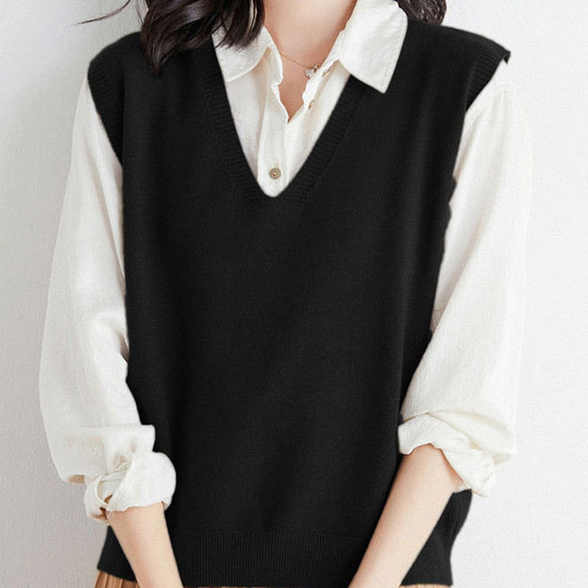 드마엘 루즈핏 니트 베스트 조끼 나시 간절기