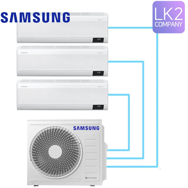삼성 1등급 벽걸이 에어컨 2in1 6평+6평 올인원 멀티형 3in1 4in1 5in1 조합가능 설치비별도, 일반배관형, 삼성 1등급 6평+6평+6평 3in1에어컨