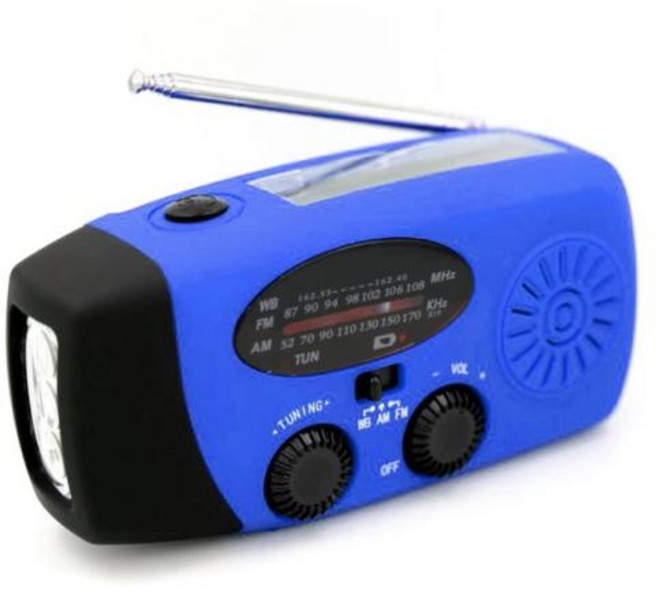 태양열 핸드 크랭크 AM FM SW NOAA 기상 라디오 4 가지 방식 전원 10000MAh 휴대용 비상 충전기 야외 캠핑 생존 도구, 없음, 5) Blue