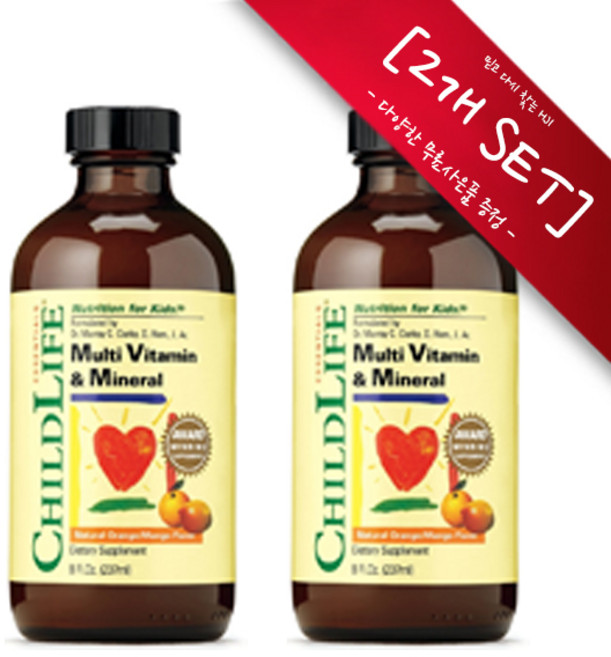 [사은품선택] 차일드 라이프 종합 비타민 & 미네랄 8 Fl.Oz. (237ml) ChildLife Multi Vitamin Mineral Fl Oz -2개 SET, 1세트, 챱스틱(민트)1개, 474ml, 237ml