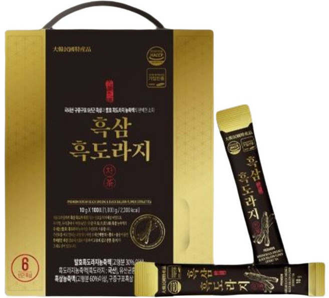 대동고려삼 구증구포 흑삼 발효 흑도라지 진액 스틱 10g x100포 6년근 농축액 사포닌 환절기 온가족 건강, 100개