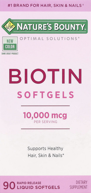 Nature's Bounty Optimal Solutions® 비오틴 소프트젤 10000mcg 속방형 액상 소프트젤 90정, 1개