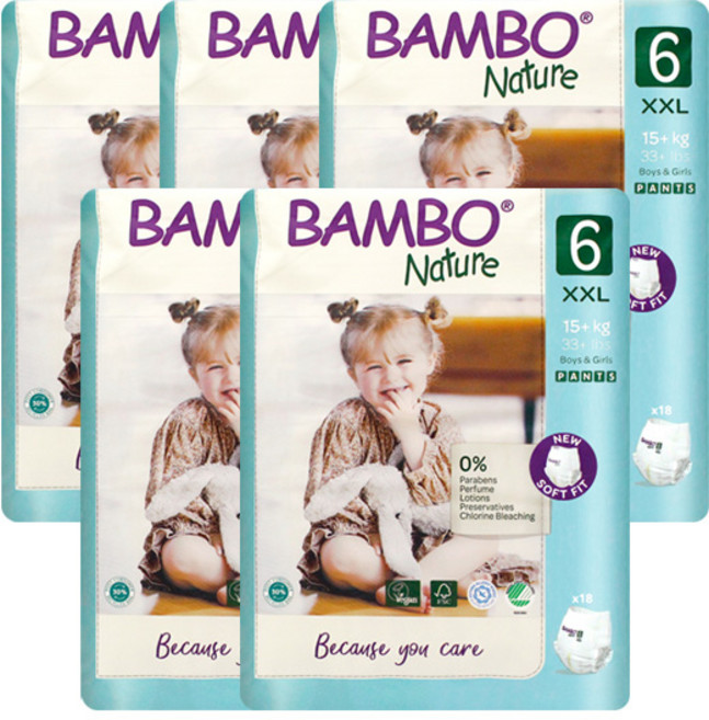 밤보네이처 그린 팬티형 기저귀, 6단계, 90매