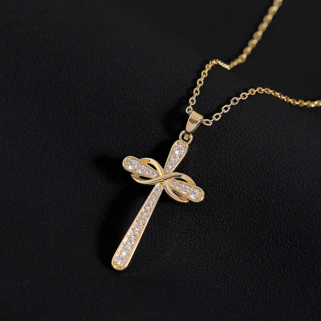 Ramlove S925 은 3중 18K 골드도금 랩그로운 다이아몬드 십자가 목걸이 CLX-SP009