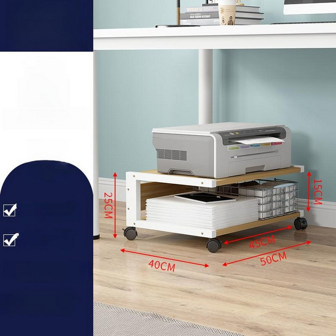 이동식 프린터선반 복합기 팩스 랙 거치대 테이블 프린터 받침대, 1개, 테이블 아래 A2 타입 화이트 프레임라이트 보드 내부