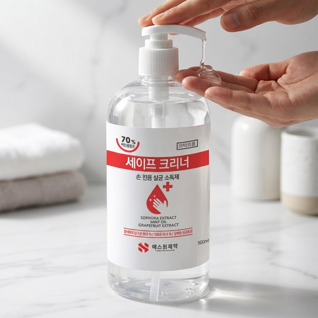 세이프크리너 손 소독제 살균 소독제 손 전용 손소독젤 에탄올 70 에스원제약, 1개, 500.01ml