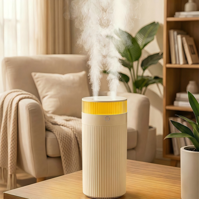 USB 무드등 듀얼 초음파 1L 미니 가습기, 베이지, DR200