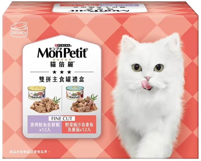 Mon Petit 貓倍麗 特選銀罐系列貓罐頭 80g 貓濕糧 三毛吉寵, 1套, 24入禮盒組,雙拼主食罐