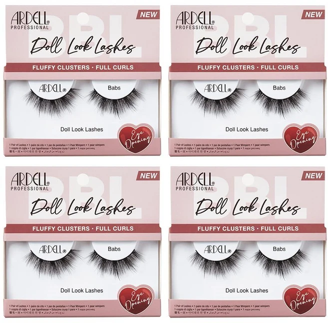 Ardell Doll Look Lashes Babs - 풀 컬이 있는 푹신한 클러스터 인조 속눈썹 글램 아이 메이크업을 위한 드라마틱한 볼륨 스트립 4팩, ECLATIS Ardell Doll Look Lashe - 쿠팡