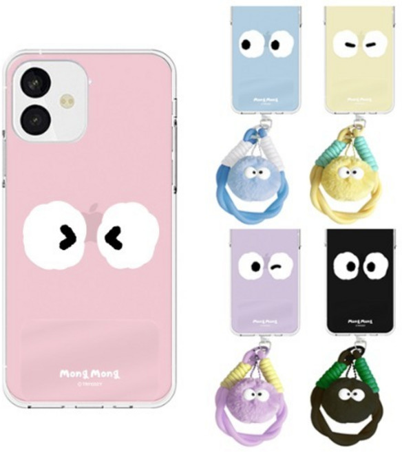 마이브 키즈폰3 (M150) 키즈폰 포켓몬폰3 먼지몽 페이스 로프 스트랩 투명 젤리 케이스