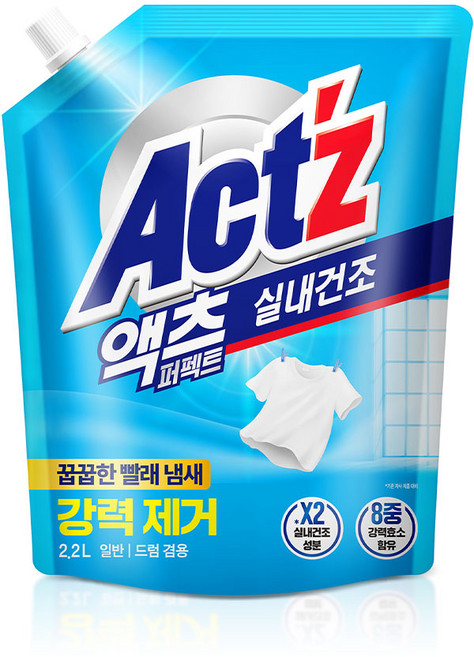 액츠 퍼펙트 실내건조 (일반드럼겸용) 액체세제, 2.2L, 6개