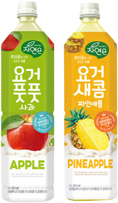 [한번에먹자]웅진 요거풋풋 사과1.5L 6개+요거새콤 파인애플1.5L 6개 총12개, 12개, 1.5L