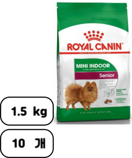 로얄캐닌 시니어 곡물 미니 인도어 반려견 사료, 1.5kg, 10개