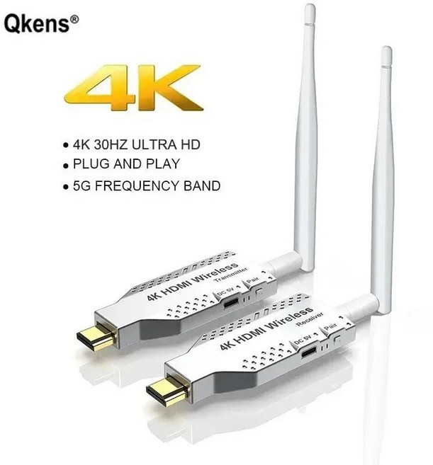 HDMI 무선 익스텐더 TV 스틱 비디오 송신기 및 리시버 어댑터 카메라 노트북 PCTV 모니터 프로젝터용 1080P 4k 50M, 05 4K Silver, 4K Silver