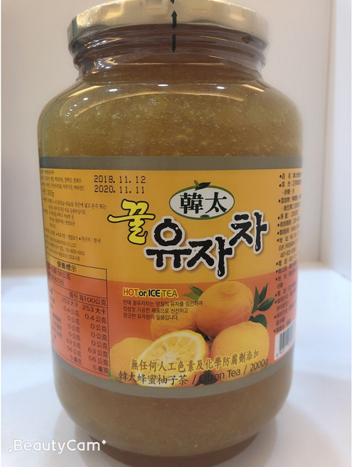 韓太 蜂蜜柚子茶 柚子醬 2kg/瓶(效期2028/5), 1個, 2kg, 1個裝