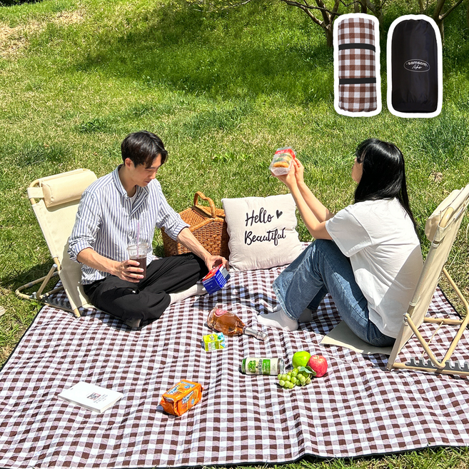 솜솜라이크 피크닉 매트 두꺼운 방수 돗자리, 기본 브라운