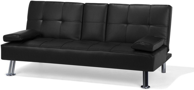置杯架沙發床 皮革沙發床 【U50】 【沛大旗艦店】, 黑色,全台地區, 1件