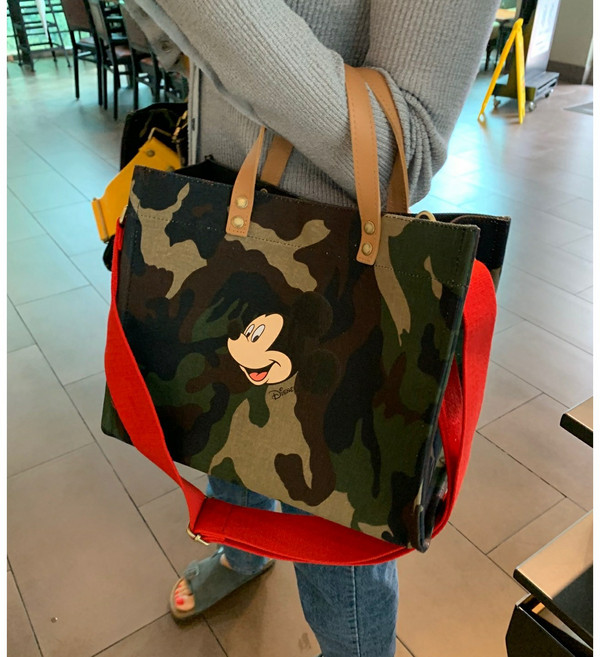 미키마우스 카모플라쥬 토트백 컬러스트랩 디즈니 정식라이센스 노스트레스버터 카모토트 가방