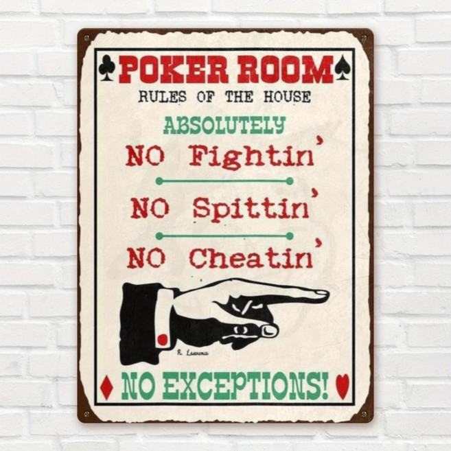 빈티지 포커룸 규칙 금속 벽장식 남자들의 은신처 레트로 카지노 게임룸 간판, 1. TPHG1750