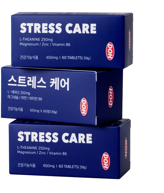 DOH 스트레스 케어 정신과전문의 대표가 만든 영양제 (테아닌 트립토판 마그네슘 비타민 B6 아연) [원산지:국산], 3개, 60정 - 쿠팡