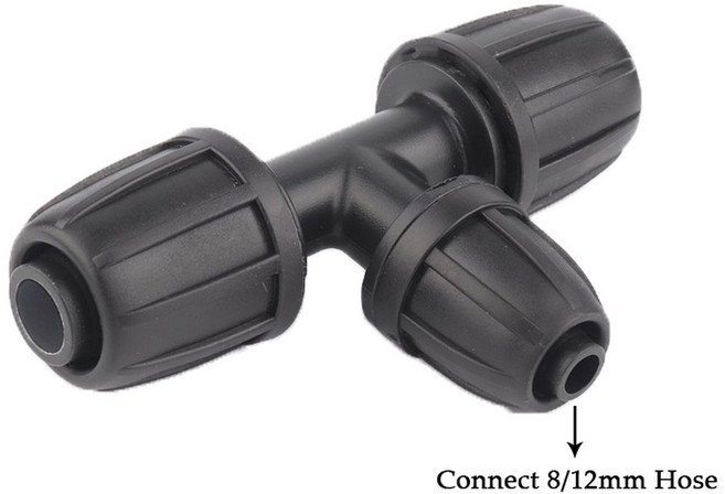 10PCS 16MM PE 엘보 관개 급수 정원 파이프 커넥터 농업 스트레이트, 8l12 16PE Nut T, 2Pcs