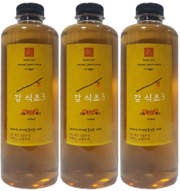 숨초 항아리 숙성 천연 발효 감식초 3년산 930ml, 3개