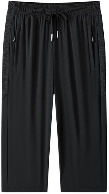 男士冰絲格紋彈力七分褲