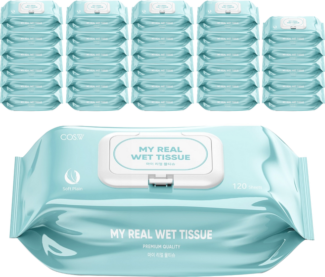 코스더블유 마이리얼물티슈 캡형, 30개