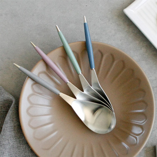 몽블랑 스텐 시리얼 스푼 4color 수프 라면 우동 스푼, 핑크 1P