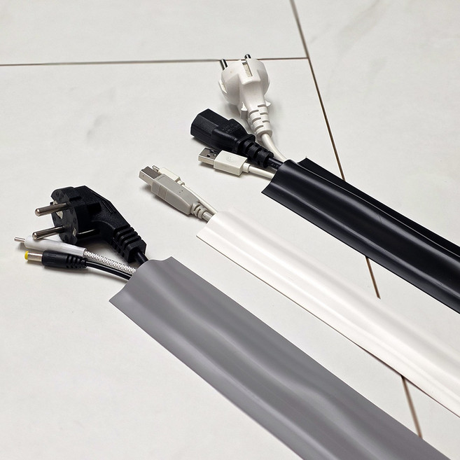 생활친구 잘라쓰는 테이프형 케이블 선정리 몰딩 3m 전선 가리개, 화이트, 1개