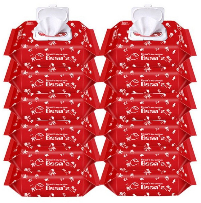 프리미엄 빈즈 엠보싱 아기물티슈 캡형 70매 12팩 무향, 70g, 70, 1개