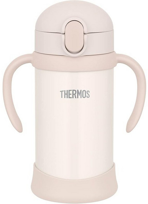 THERMOS 써모스 빨대컵 FJL-350 베이지 350ml 유아용 스테인리스 보온보냉 물병 여분 빨대 포함 원터치 오픈 9개월부터 사용 가능, 9개, 1L