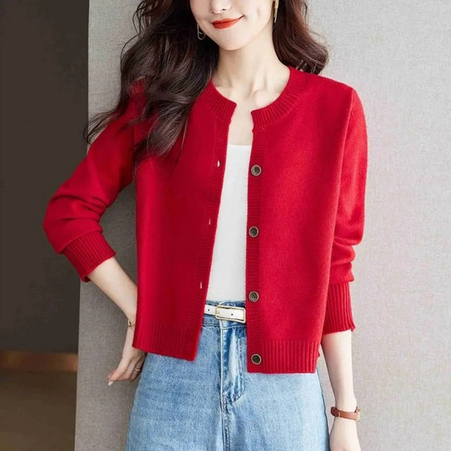 MOSAIRATION 자그마한 키 여성 쇼트 외투 봄가을 세련된 데이리룩 니트 가디건 가디건 H16